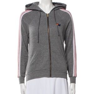 Aviator Nation Gray Hoodie with Pink Stripes